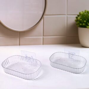 Self Adhesive Transparent Wall Mounted Soap Dish Holder