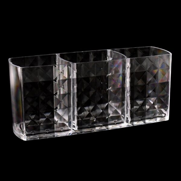 Clear Acrylic 3-Slot Brush Organizer