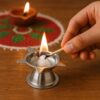 Stainless Steel Lotus Pattern Worship Diya