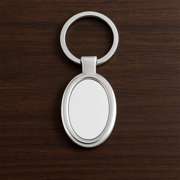 Sleek Oval Metal Keychain
